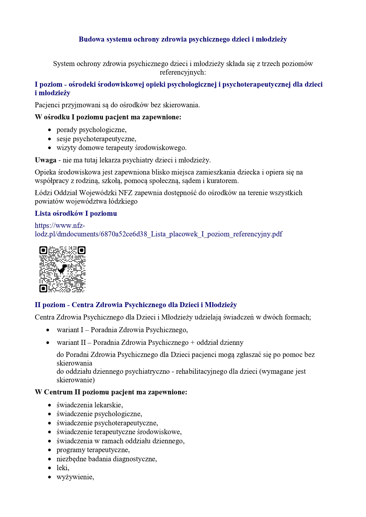 System ochrony zdrowia psychicznego dzieci i młodzieży