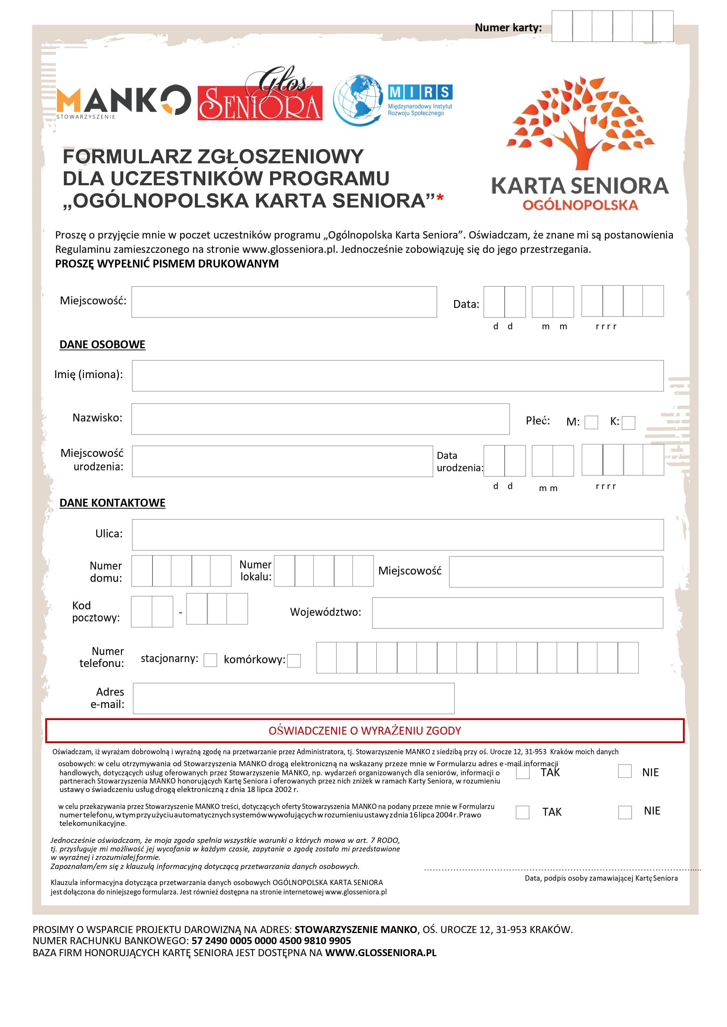 formularz zgłoszeniowy