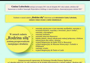 Plakat informacyjny dotyczący zadania "Rodzina siłą"